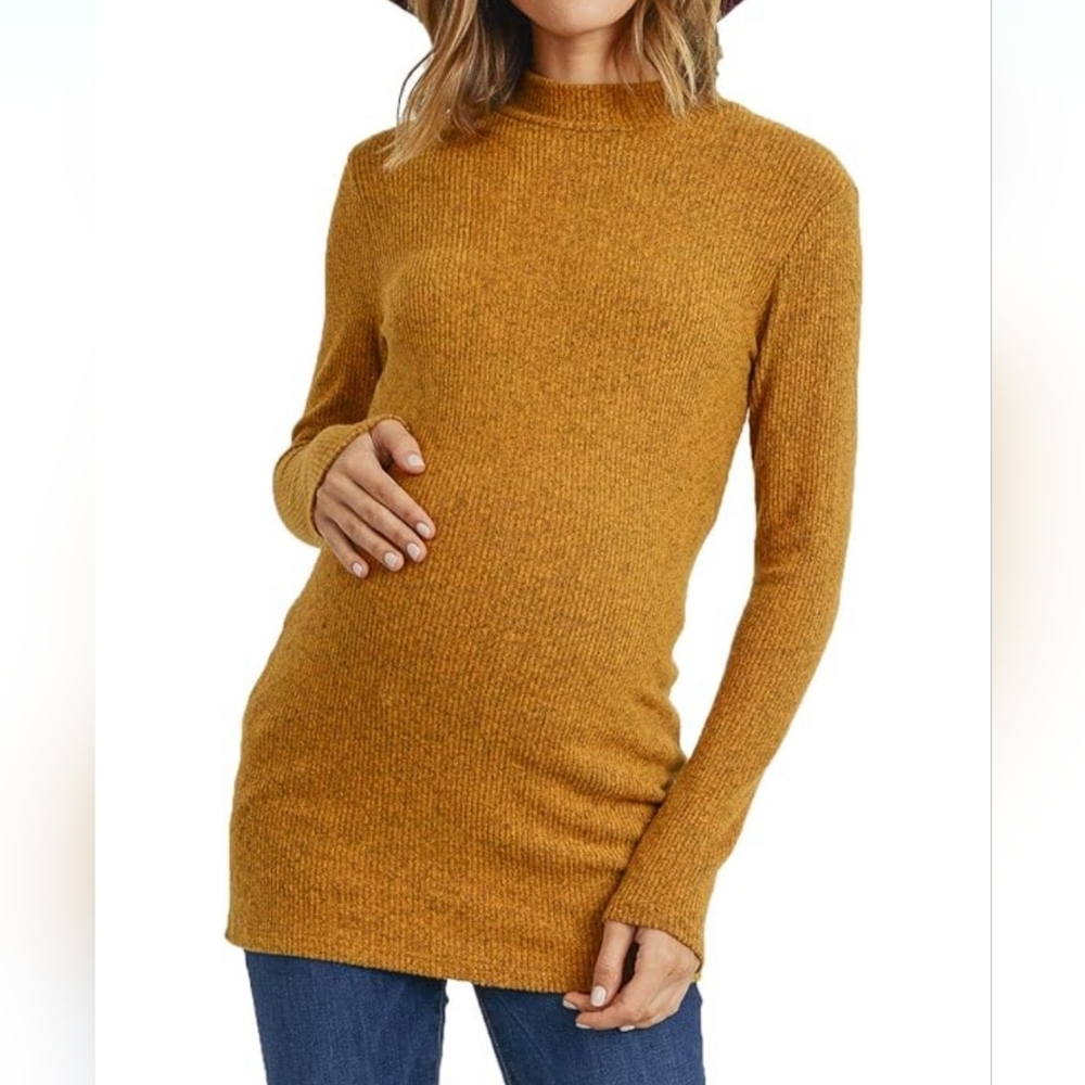 Hello MIZ Tan Cowl Neck Sweater